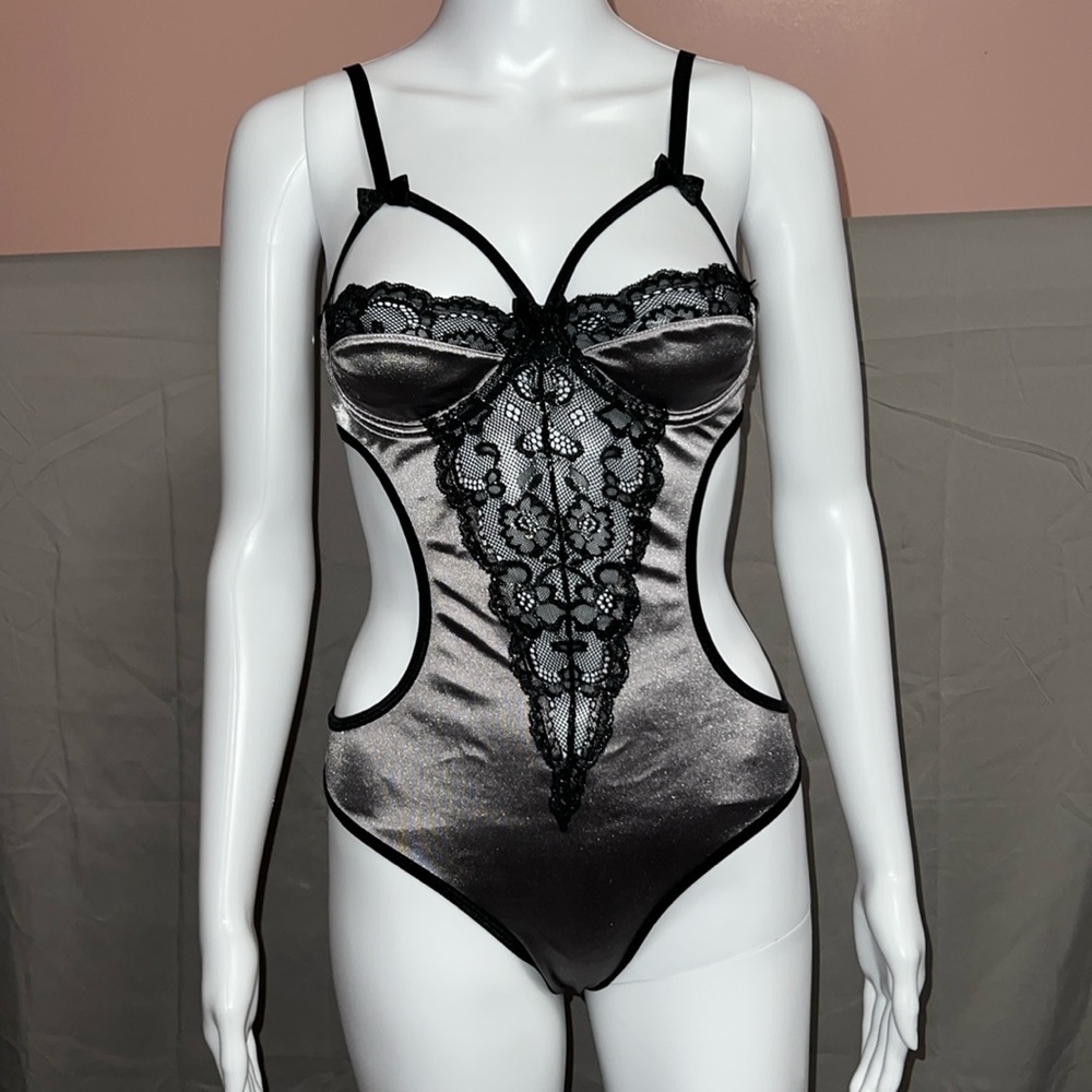 Elegant Moments Satin Lace Lingerie Bodysuit